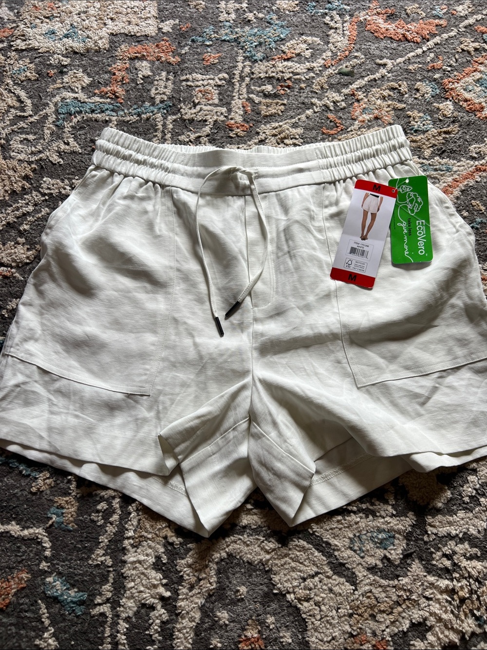 Kersh Cream Drawstring Linen-Blend Women’s Shorts